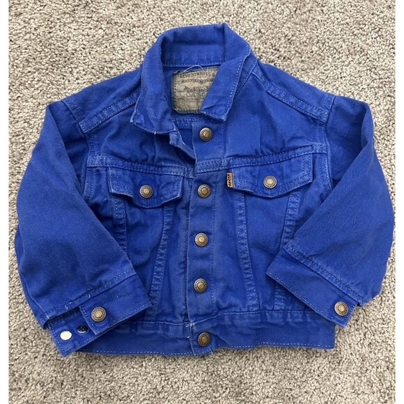 VTG Little Levi’s 72027 Toddler 2T Denim Trucker Jacket USA Made Orange Tab - Picture 1 of 13